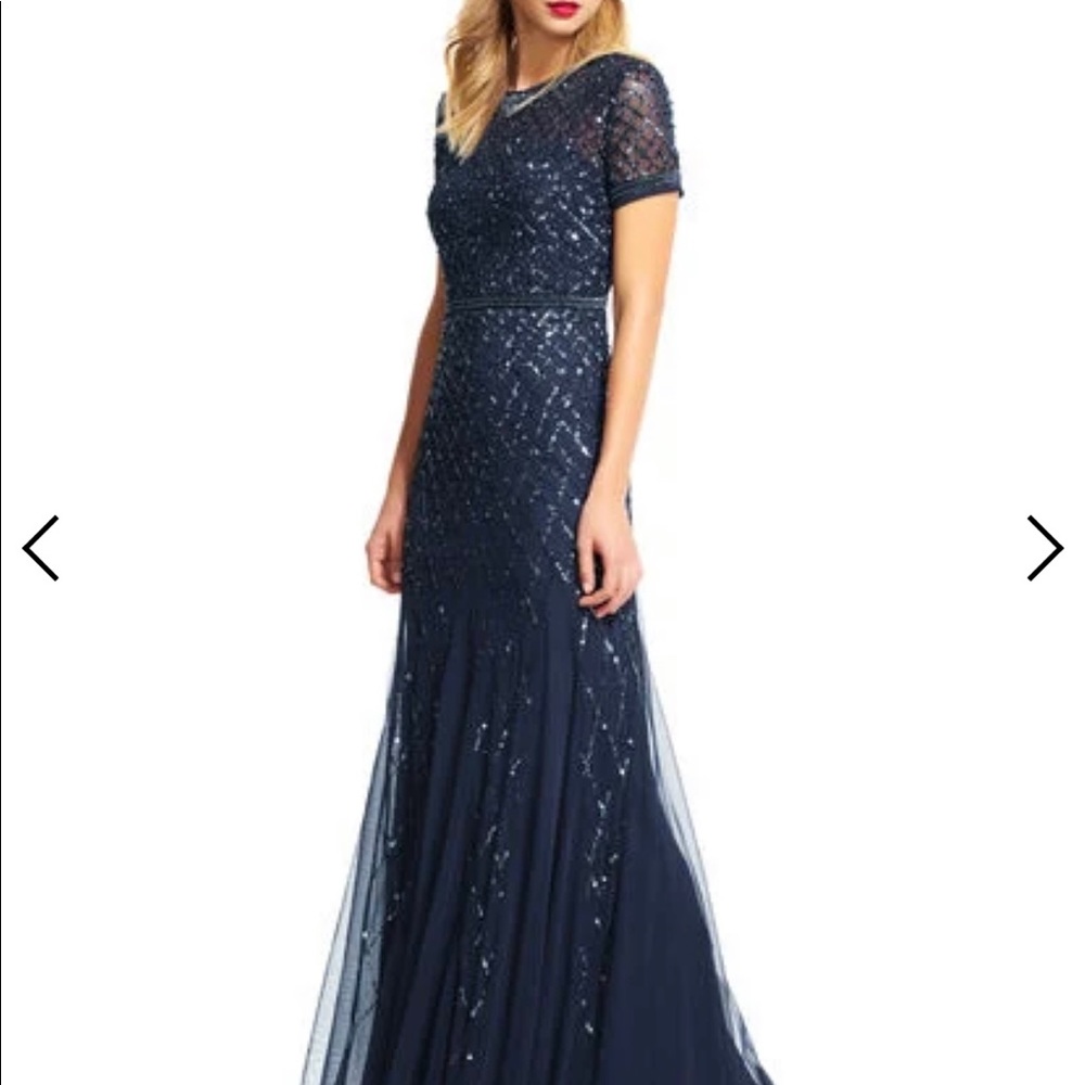 Adrianna Papell short Sleeve Beaded Gown
